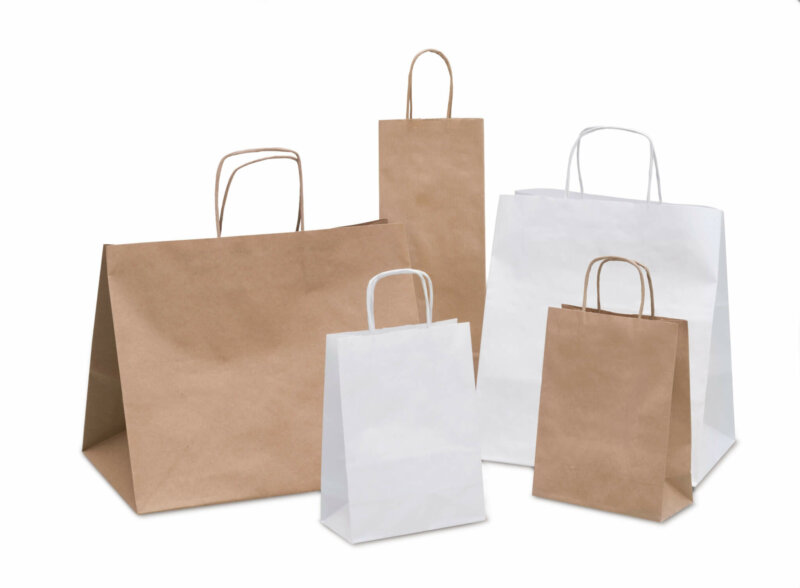 shopper in carta bianche e avana T & T Commerciale Toscana